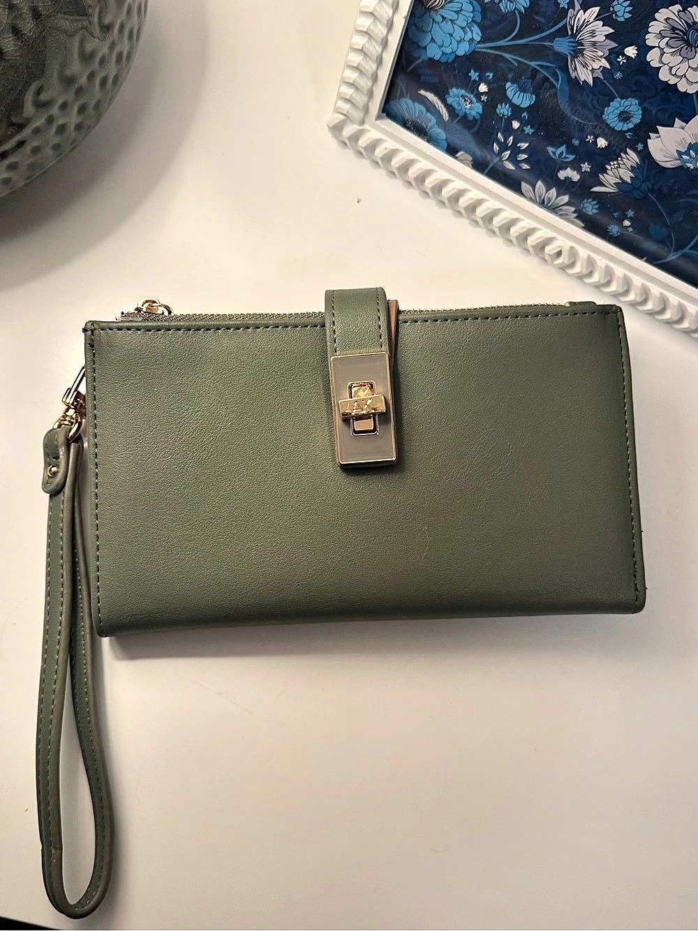 Anne Klein Green Zip-Around Wallet Wristlet